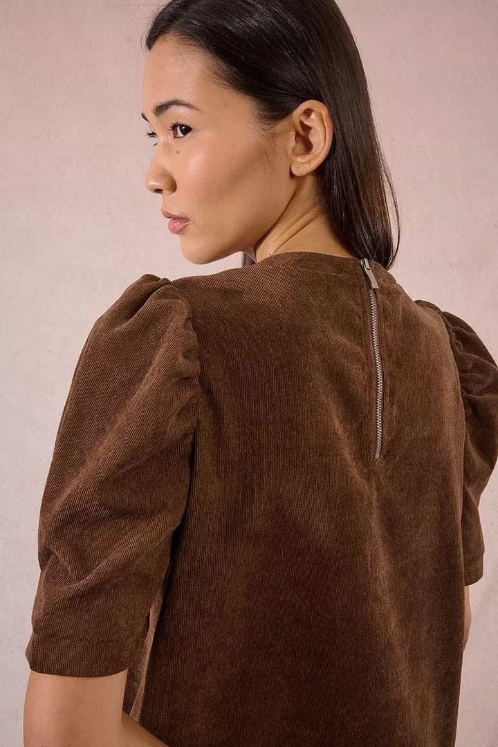 Cord Mini Dress - Brown