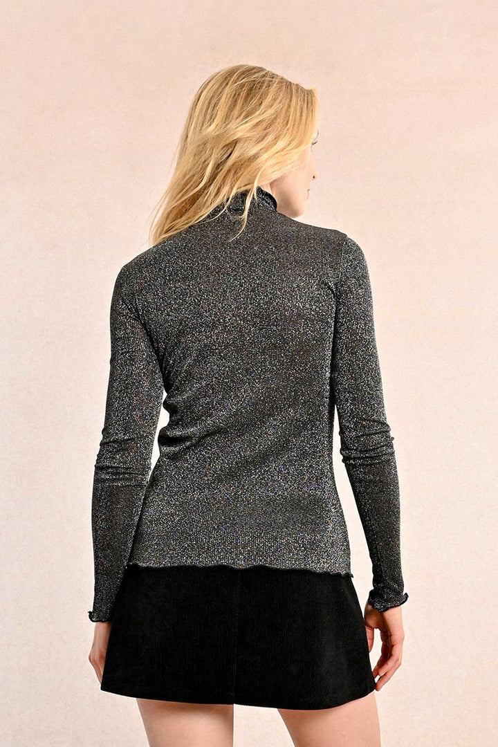 Shimmer Turtleneck LS Top