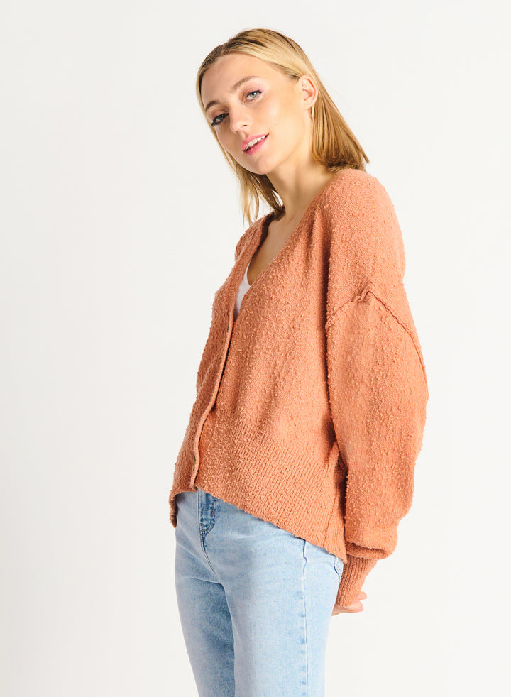 Boucle Button Front Cardigan