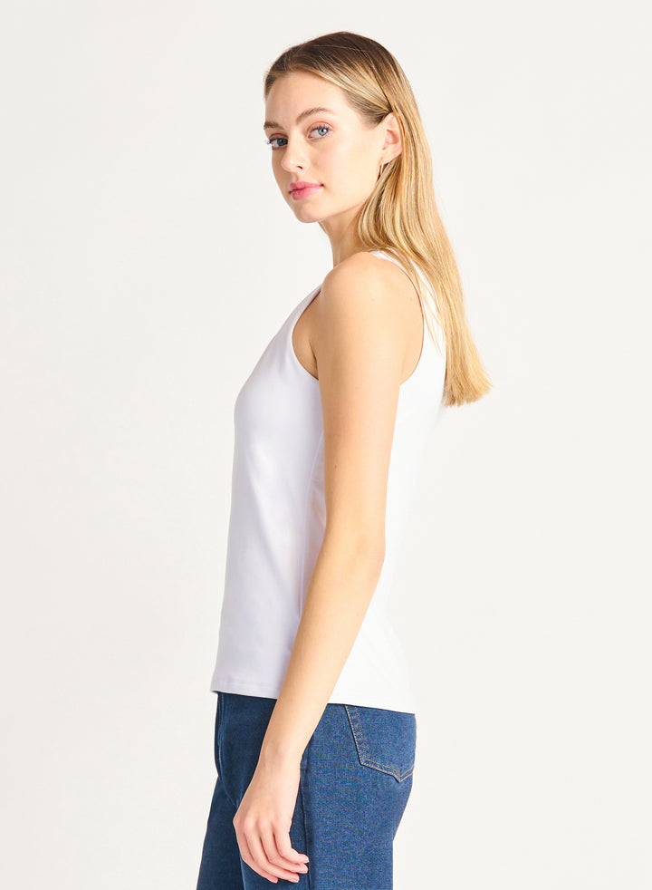 White Square Neck Tank