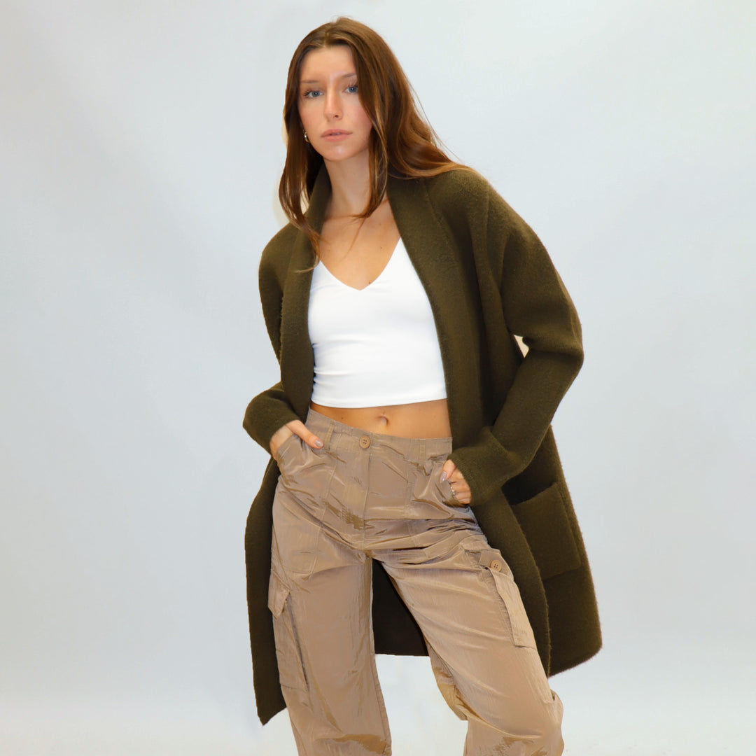 Michelle Pocket Coatigan- Olive