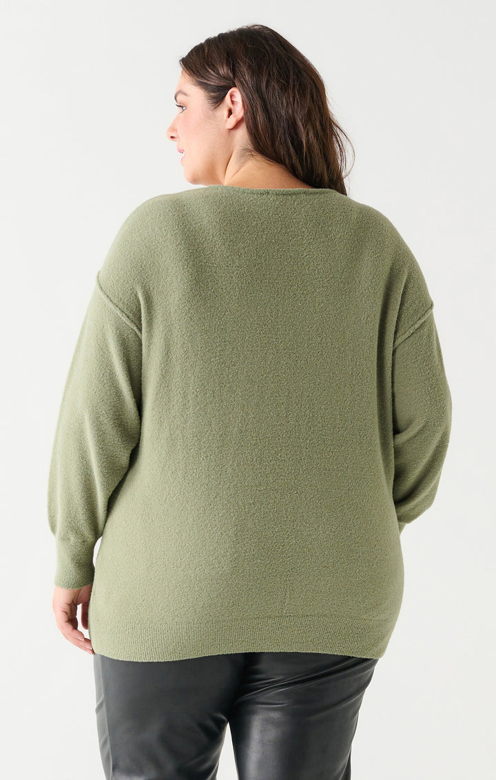 Ladies Plus Exposed Seam V-neck Sweater