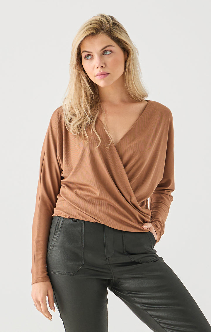 Long Sleeve Wrap Front Top