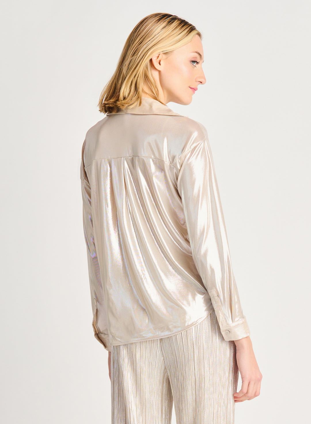 Button Up Shimmer Blouse