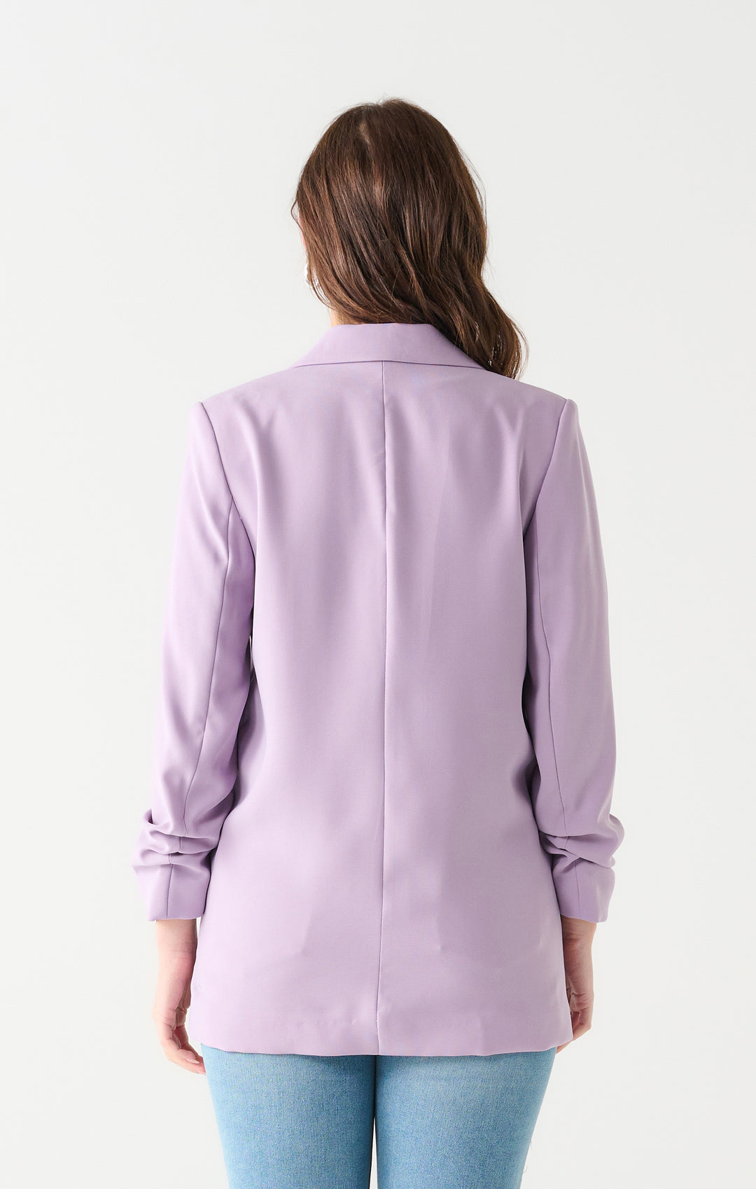 Rouched Sleeve Blazer - Purple