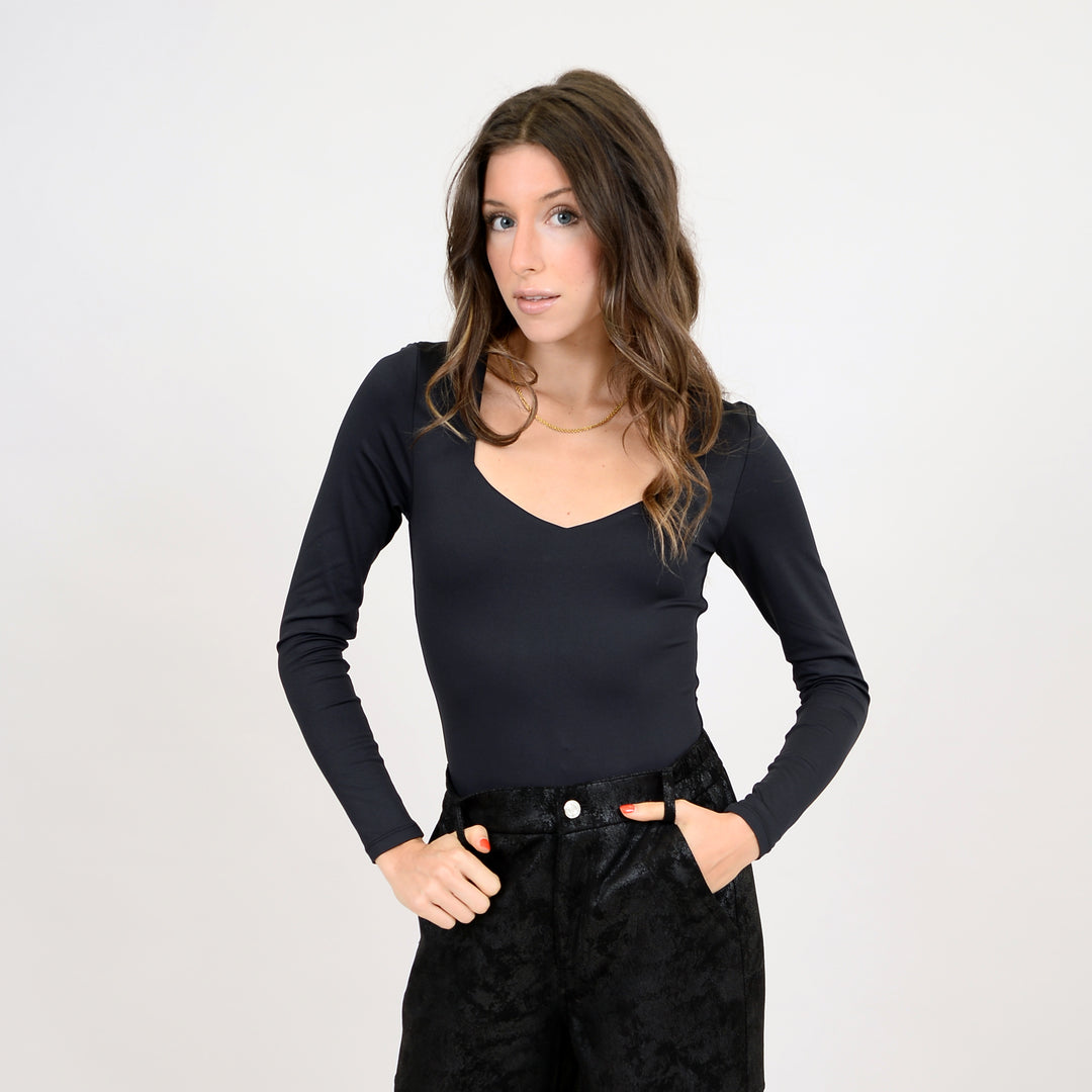 Sanna Long Sleeve Bodysuit - Black