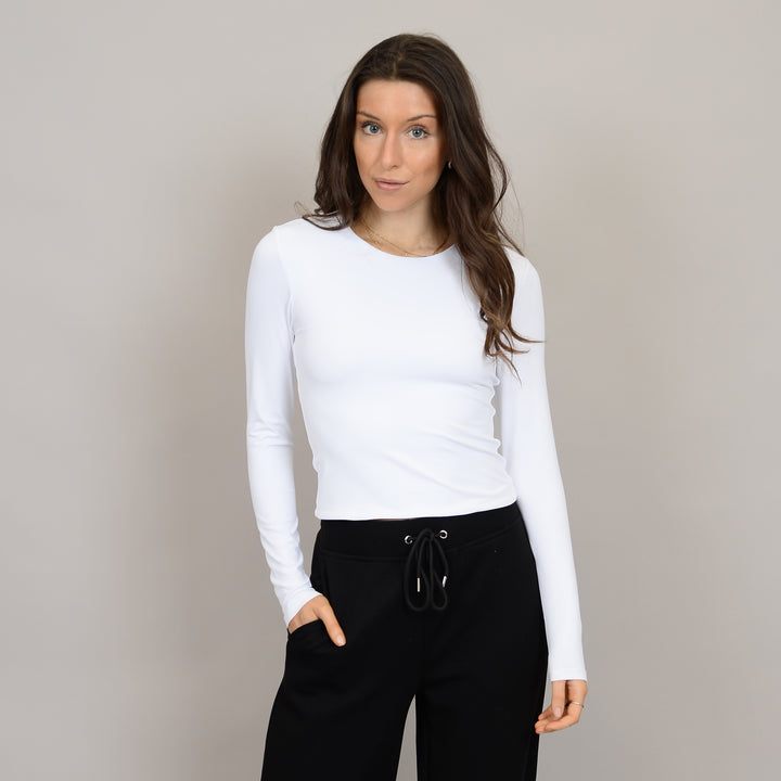 Roxi Longsleeve Crewneck Top-White