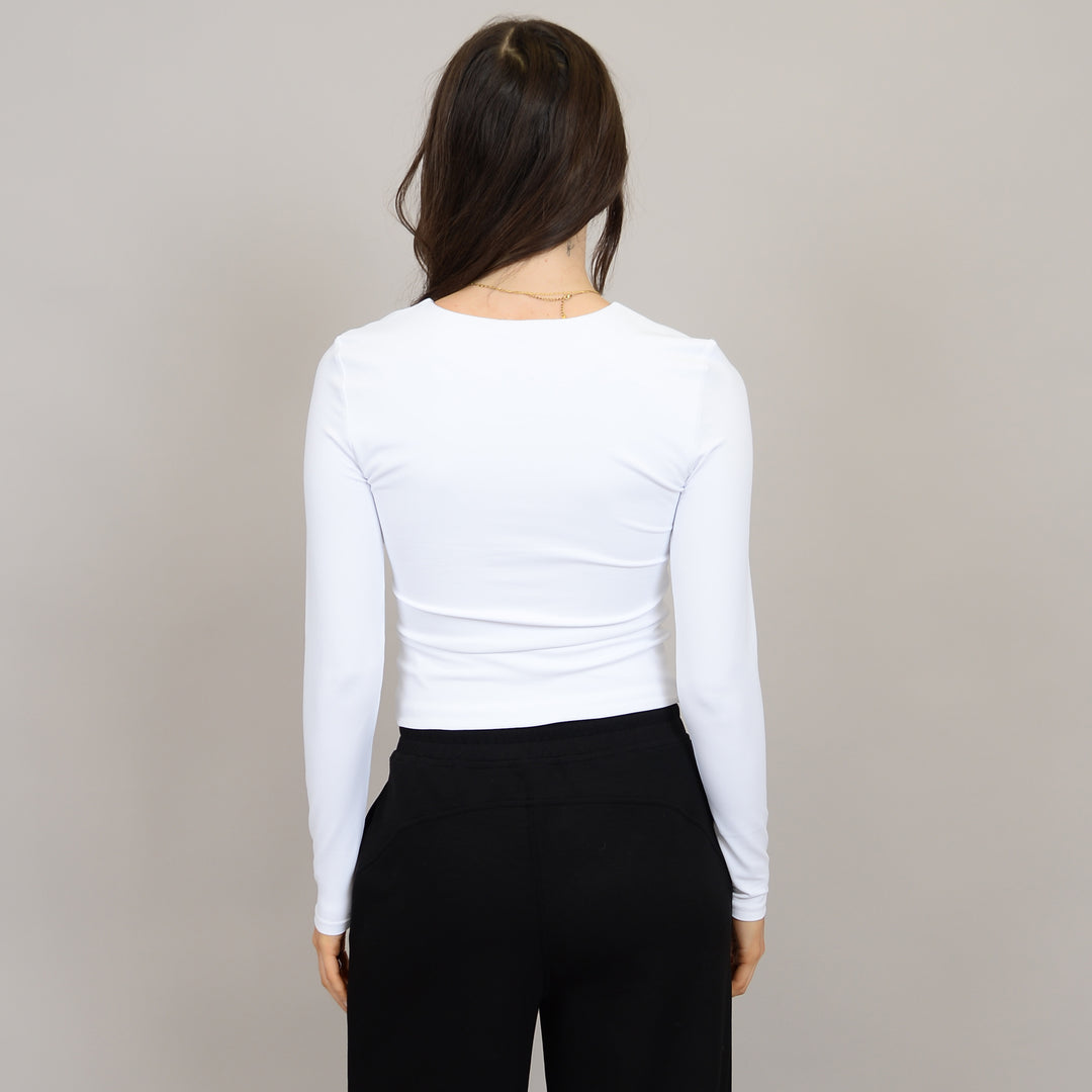 Roxi Longsleeve Crewneck Top-White