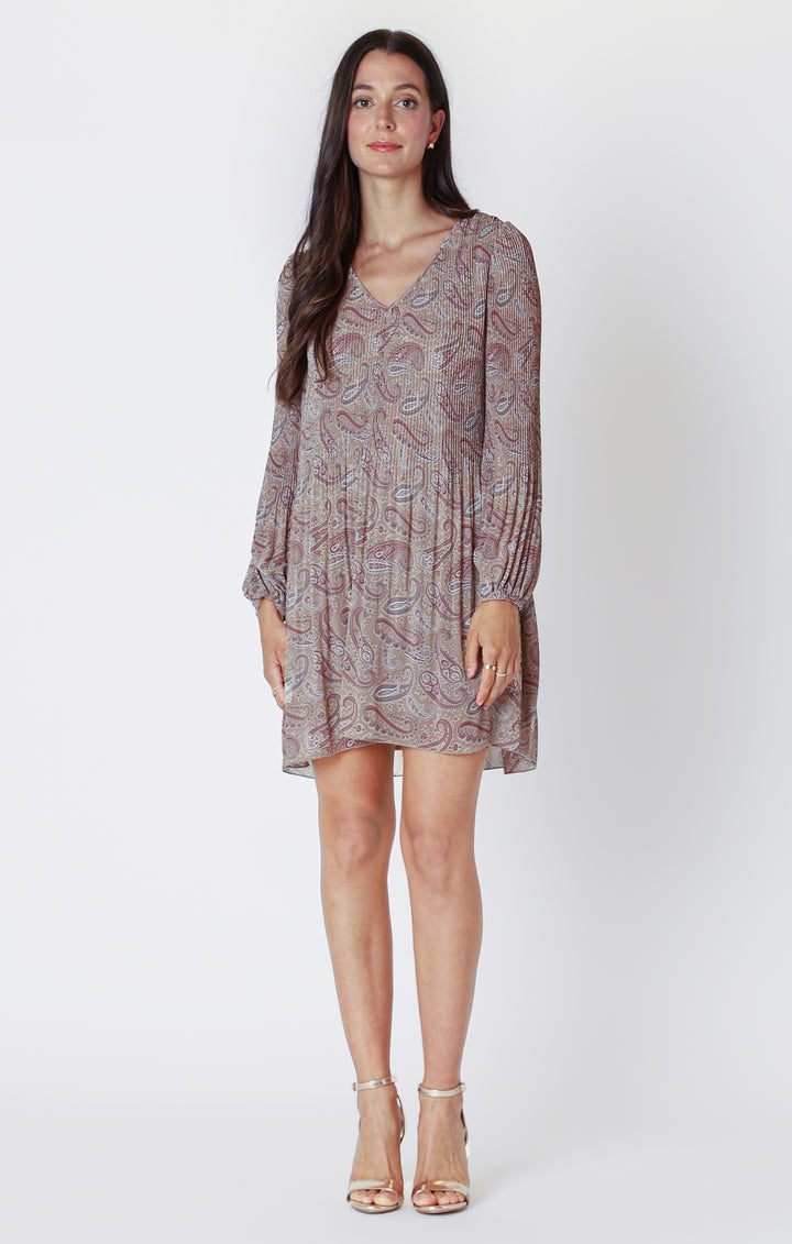 Pleated A-Line Dress - Paisley