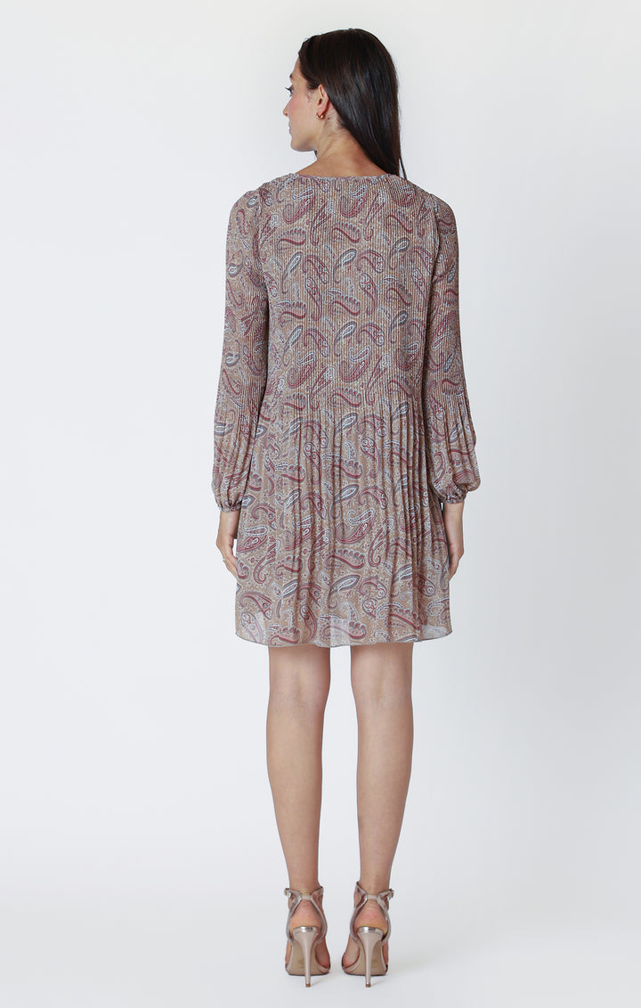 Pleated A-Line Dress - Paisley