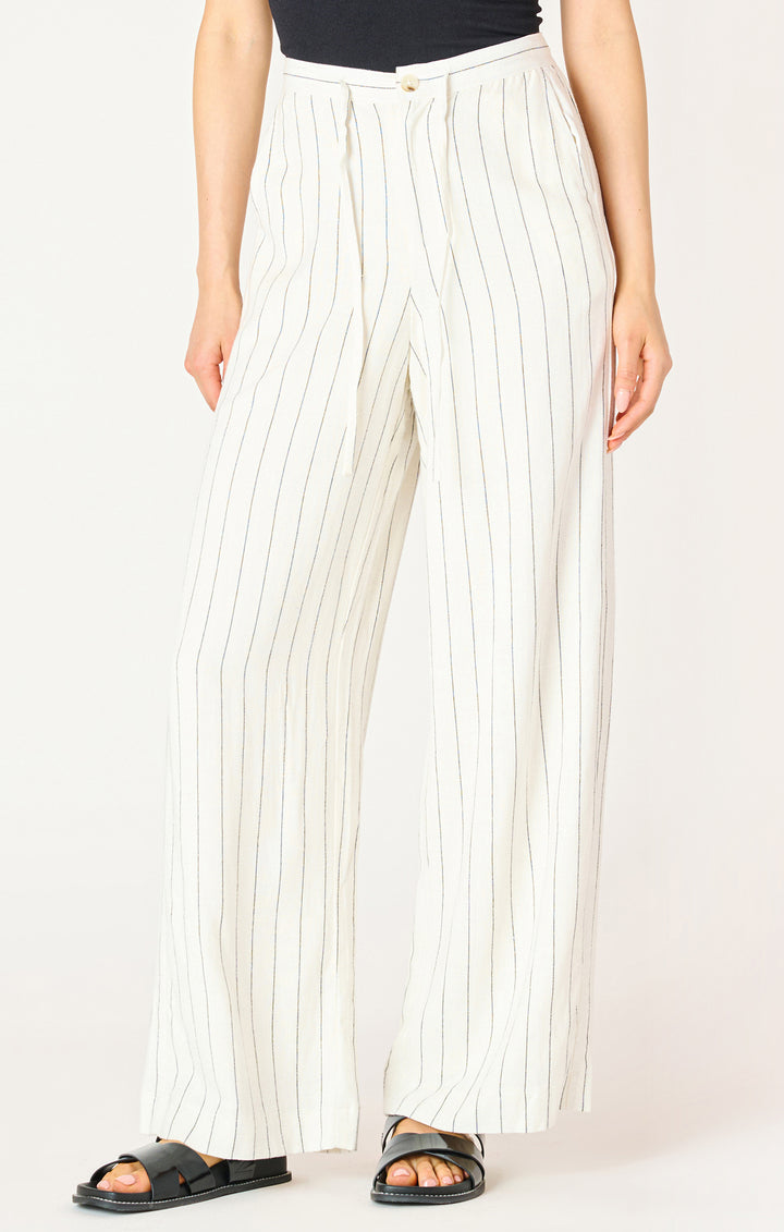 Linen Striped Wide Leg Pants