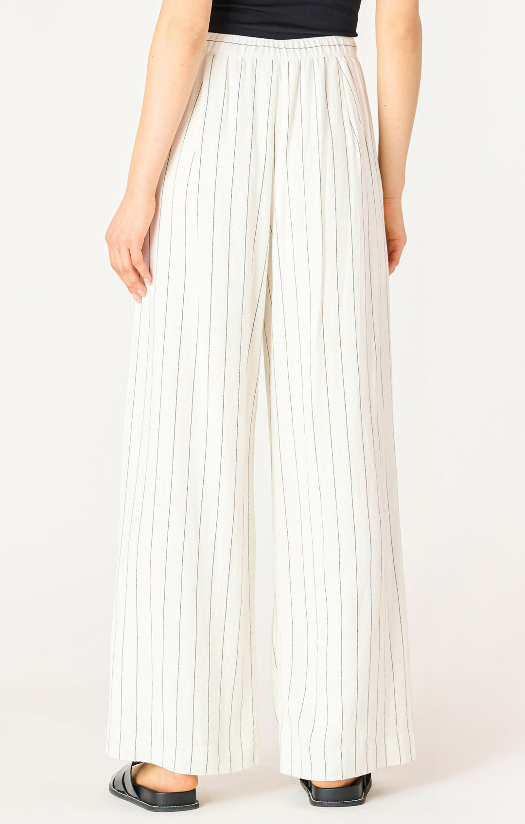 Linen Striped Wide Leg Pants