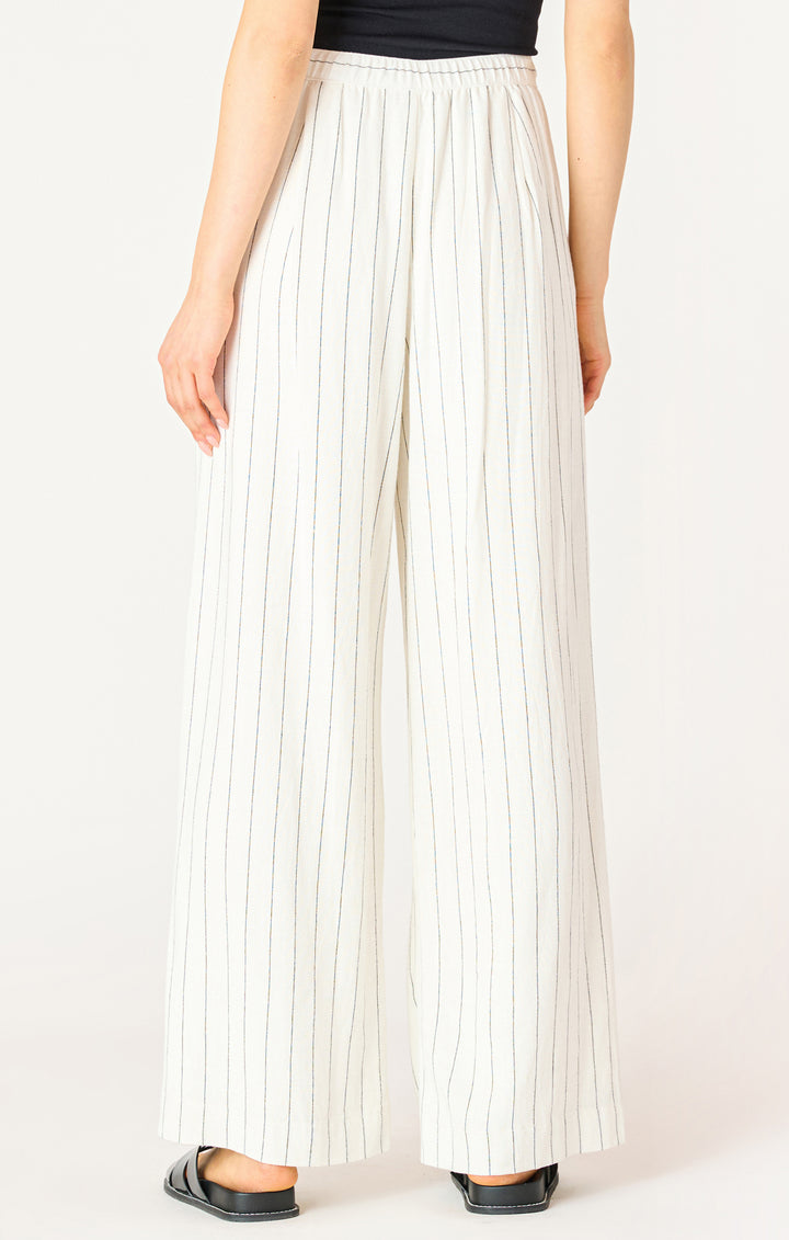 Linen Striped Wide Leg Pants