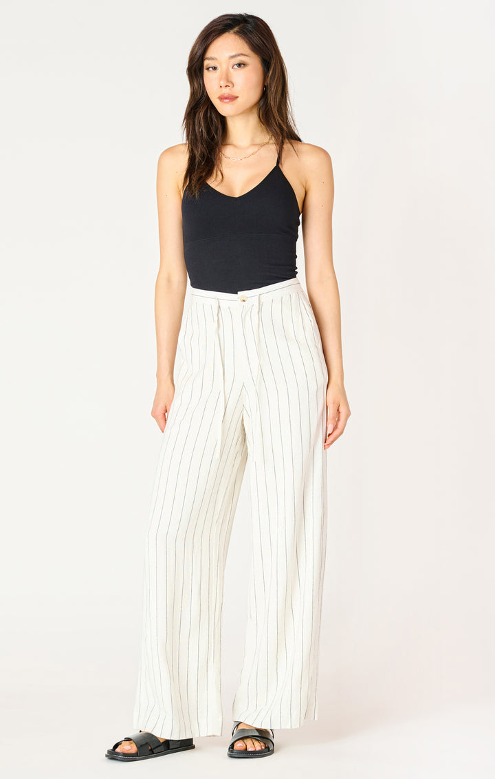 Linen Striped Wide Leg Pants