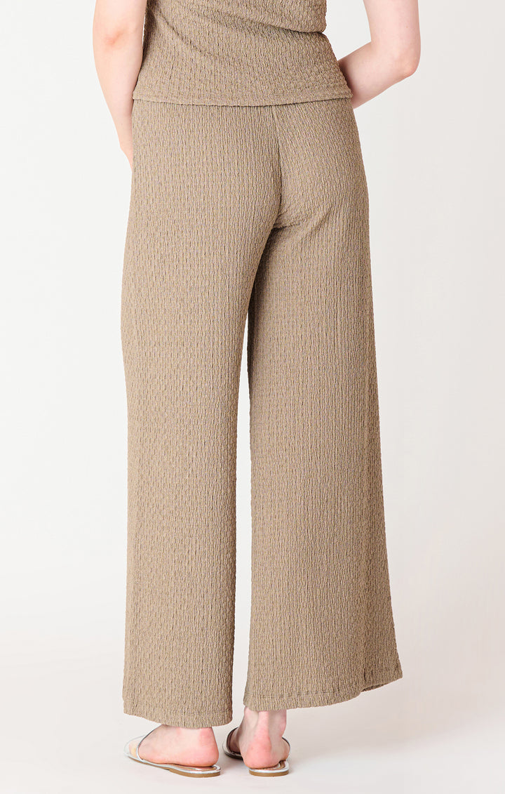 Textured Flowy Wide Leg Pants - Taupe
