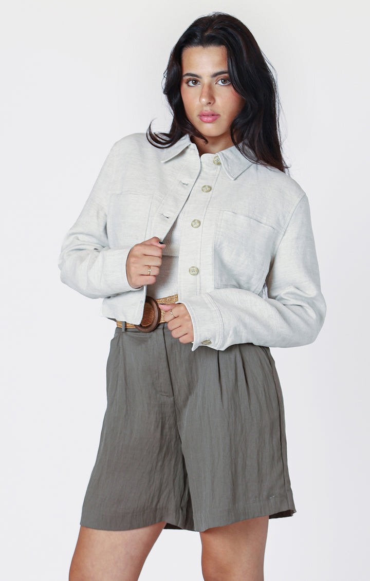 Linen Cropped Jacket