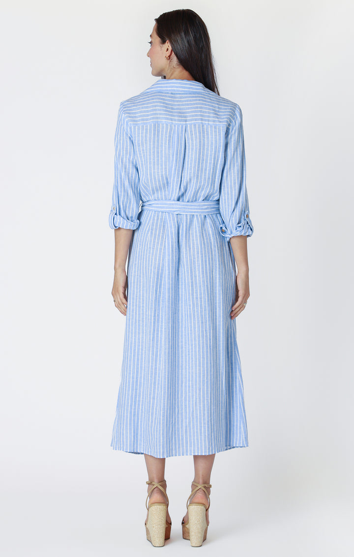 Linen Striped Shirt Dress