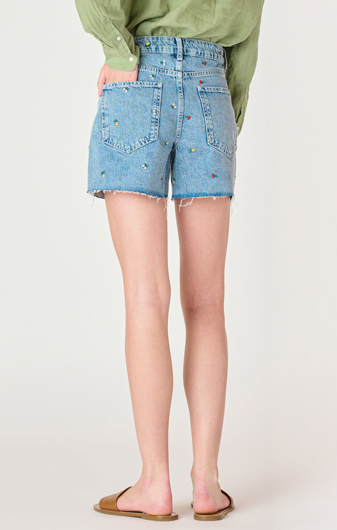 Floral Embroidered Denim Shorts