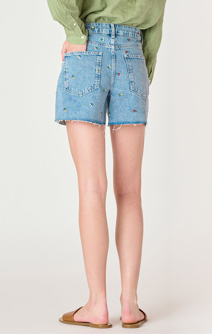 Floral Embroidered Denim Shorts