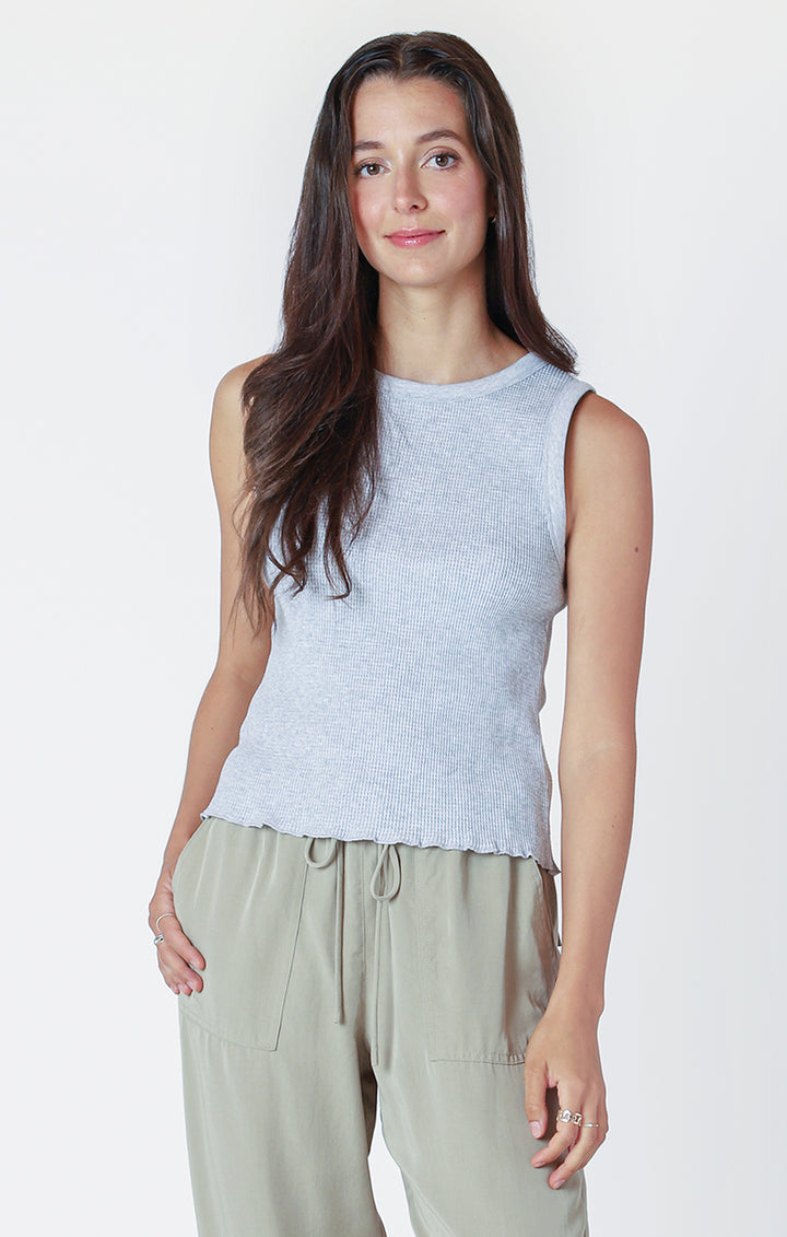 Waffle Knit Tank - Grey