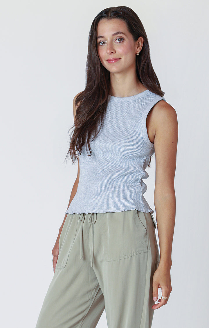Waffle Knit Tank - Grey
