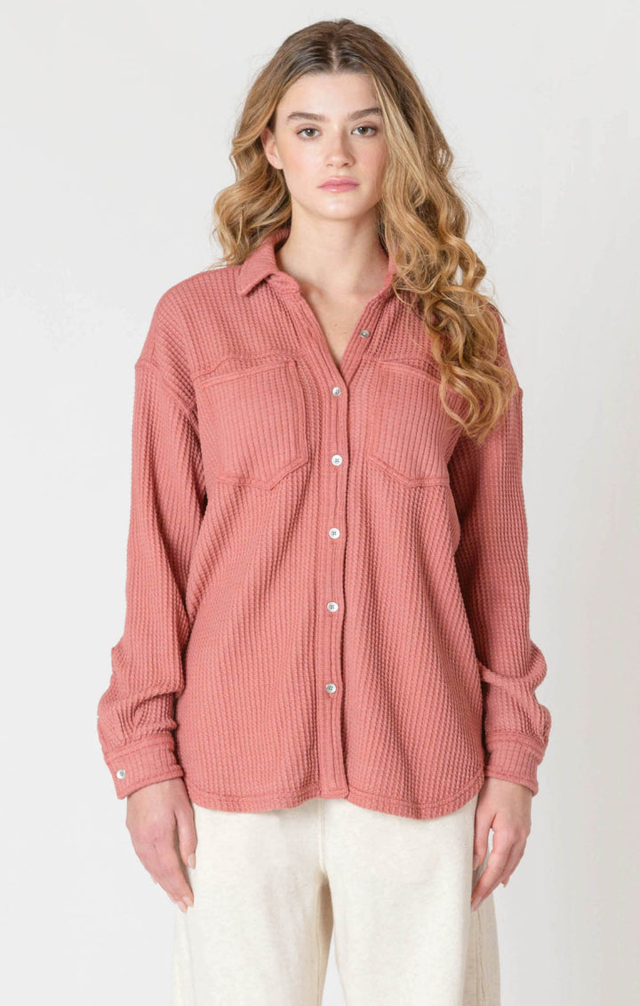 Waffle Knit Jacket - Pink