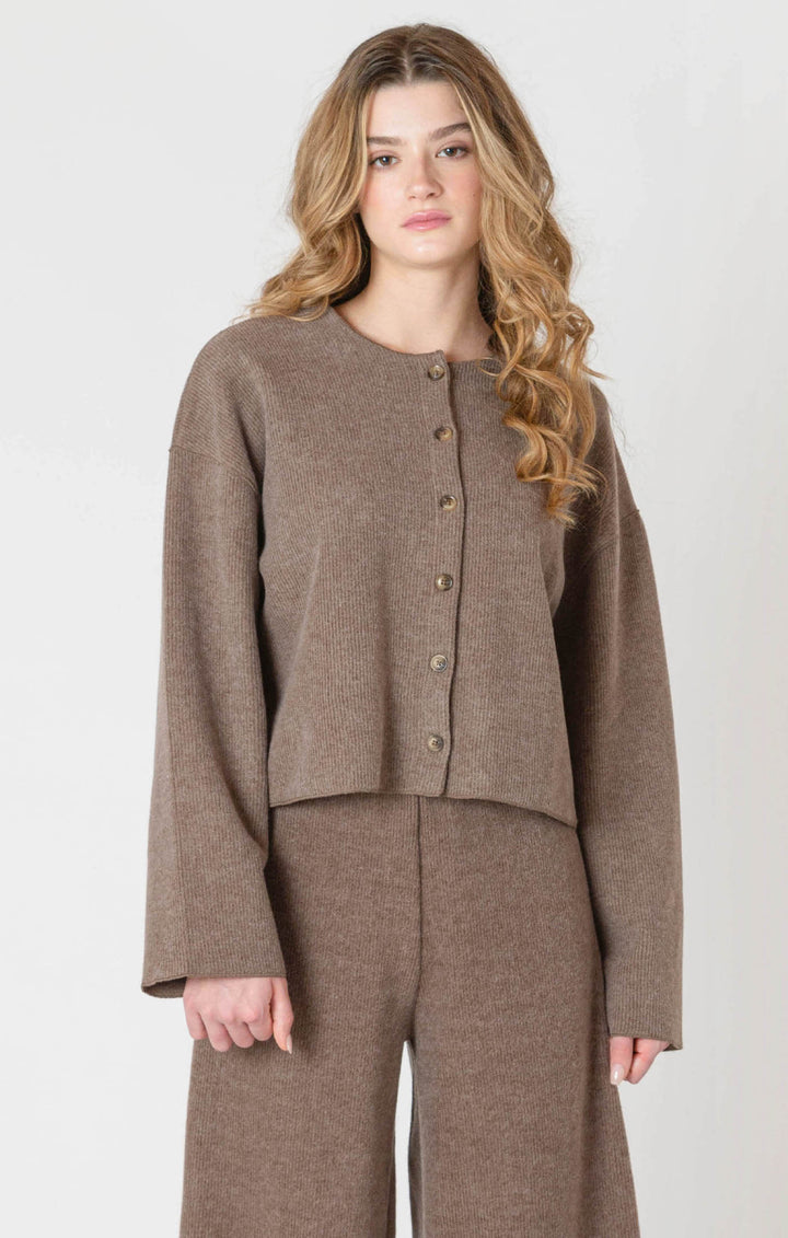 Ribbed Cardigan - Brown