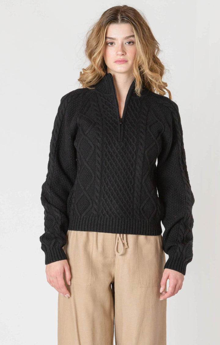 Half Zip Cable Knit Sweater