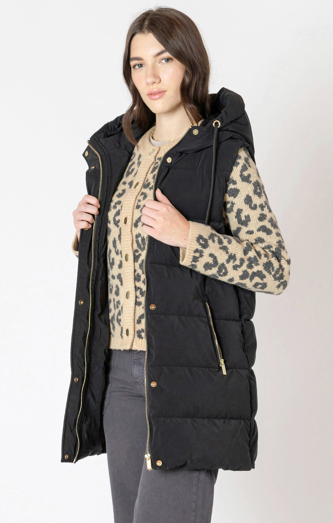 Hooded Puffer Vest - Black