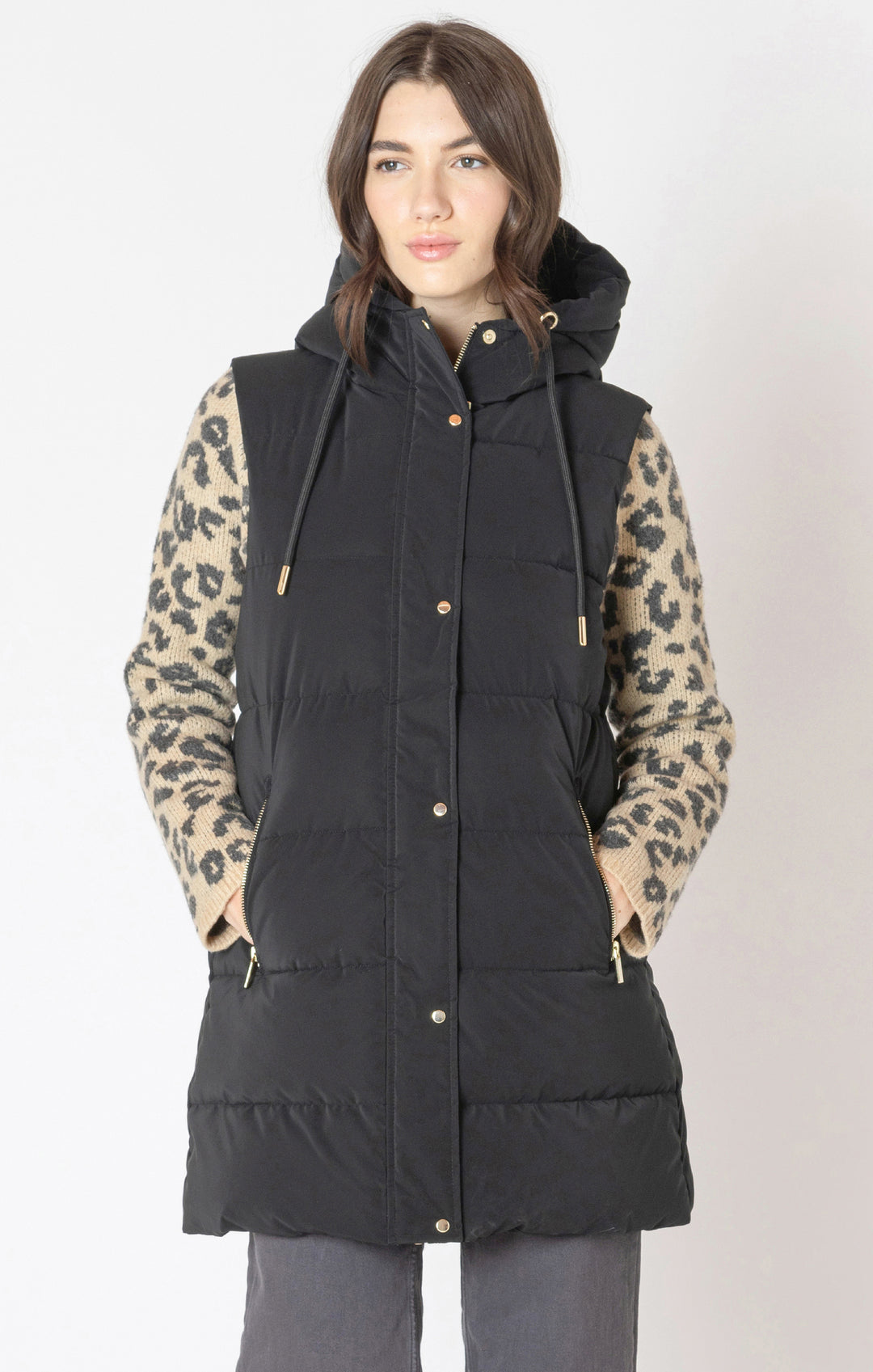 Hooded Puffer Vest - Black