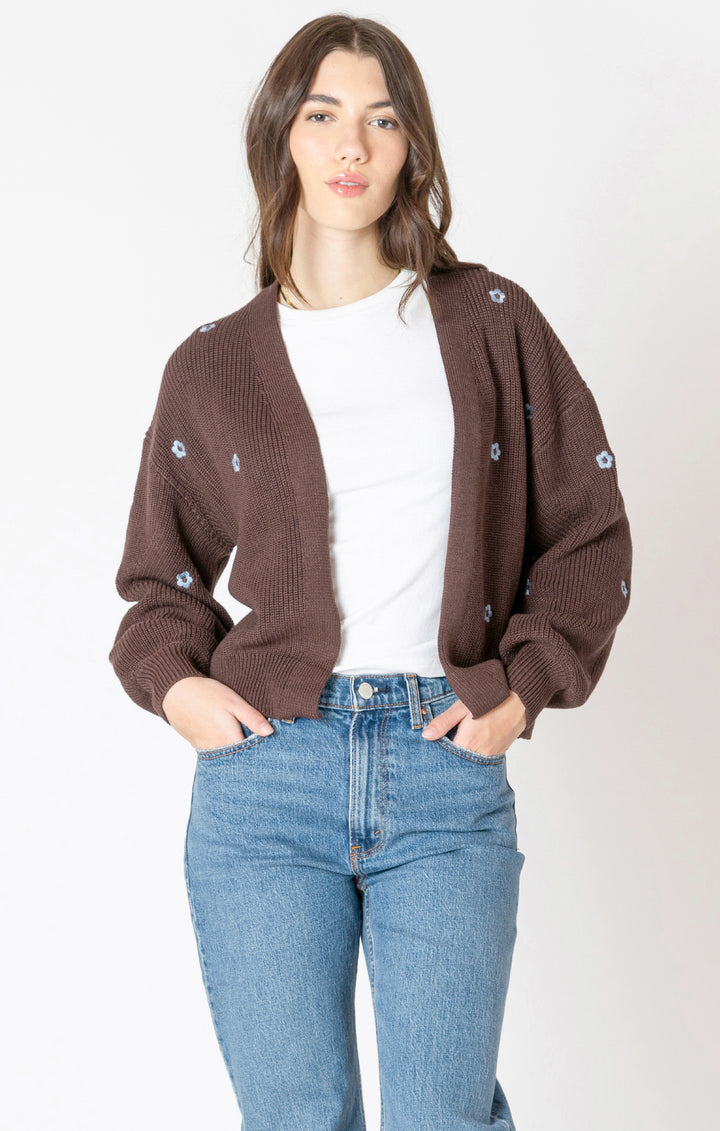 Embroidered Open Cardigan