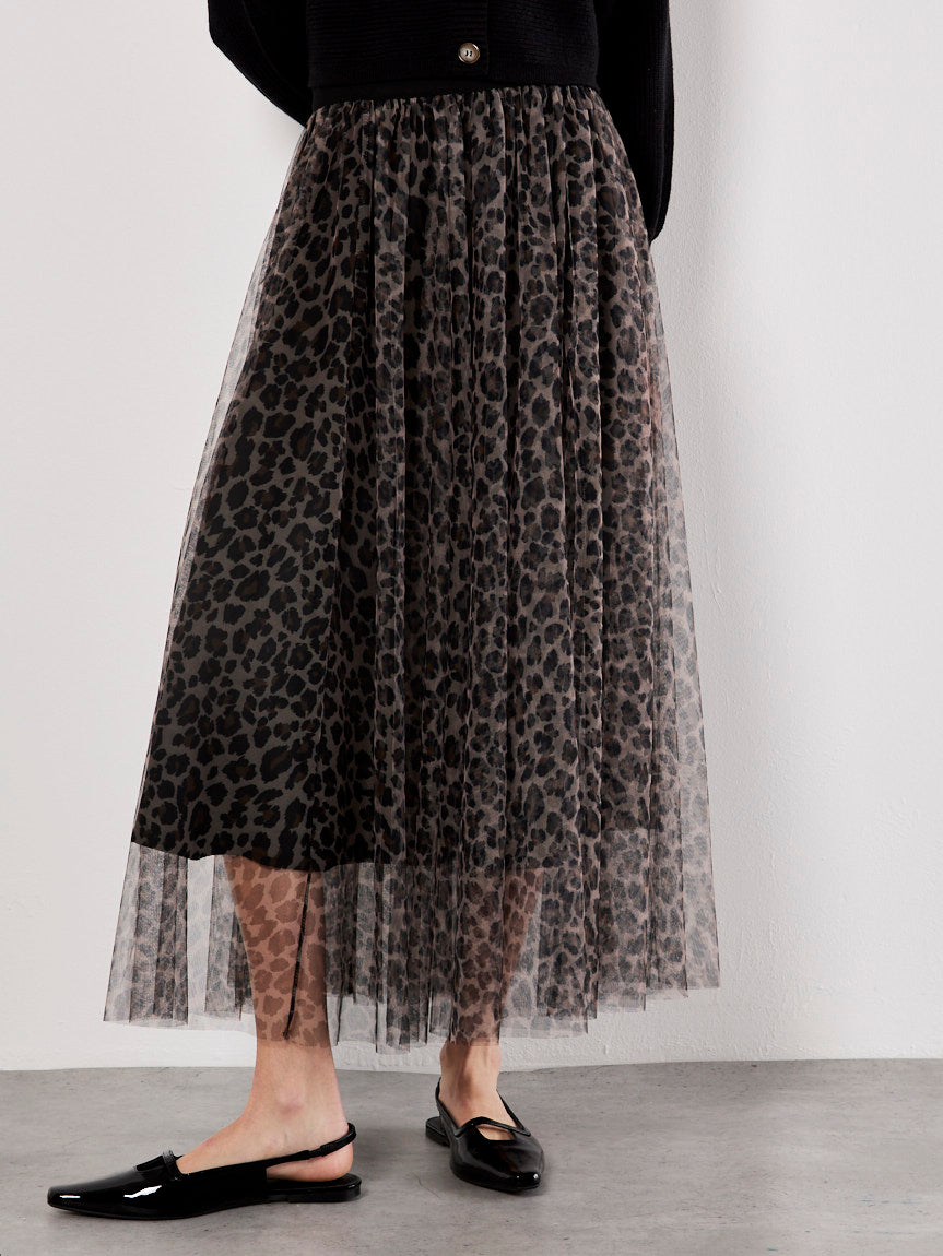 Leopard Print Tulle Skirt