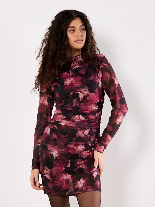 Brushed Floral Mesh Dress