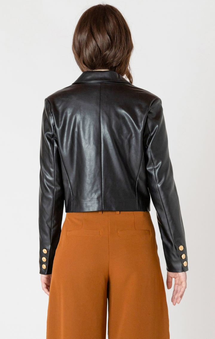 Faux Leather Cropped Jacket