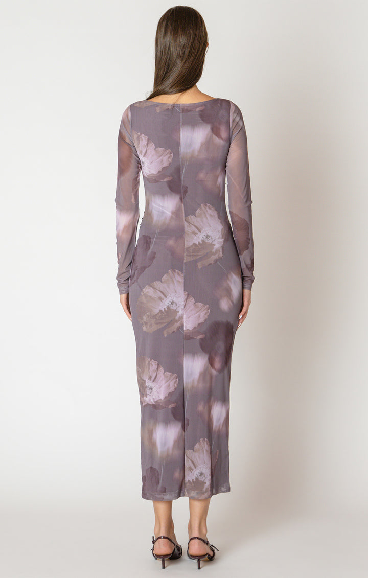 Floral Printed Mesh Maxi Dress