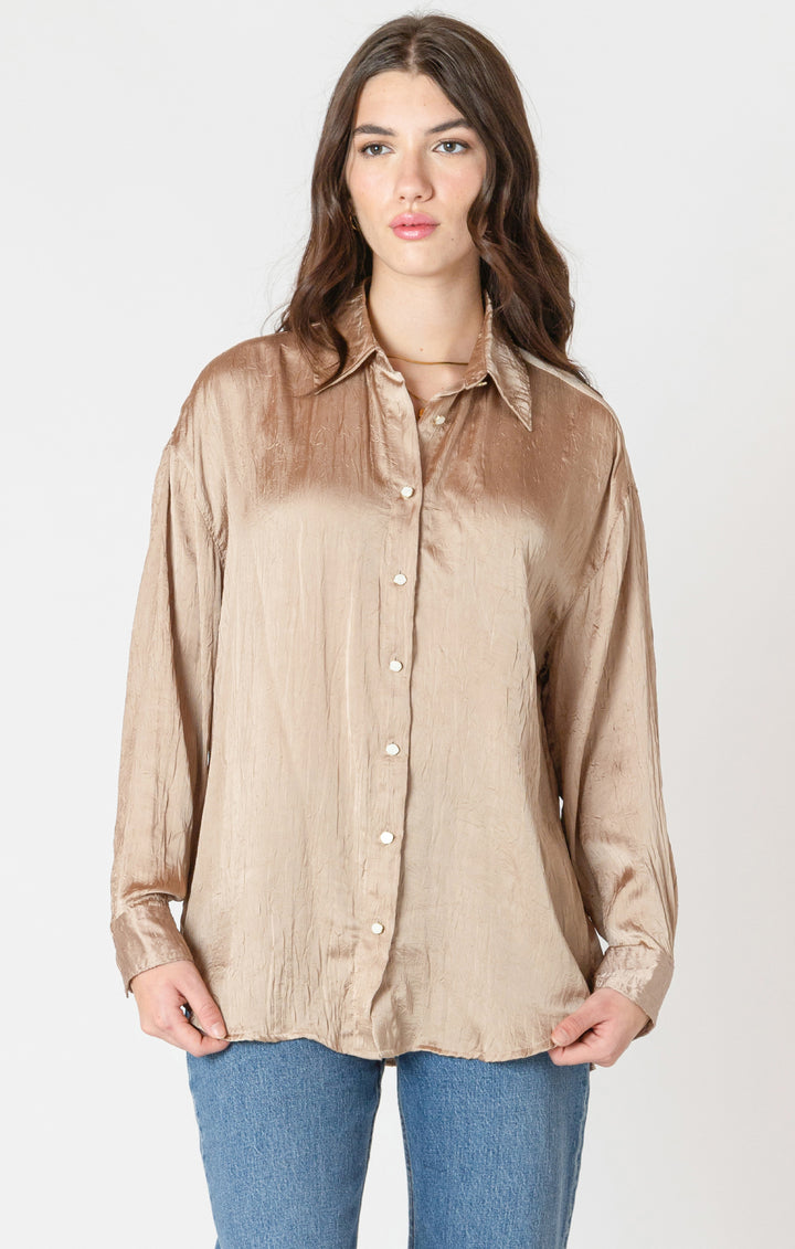 Crinkle Effect Satin Blouse