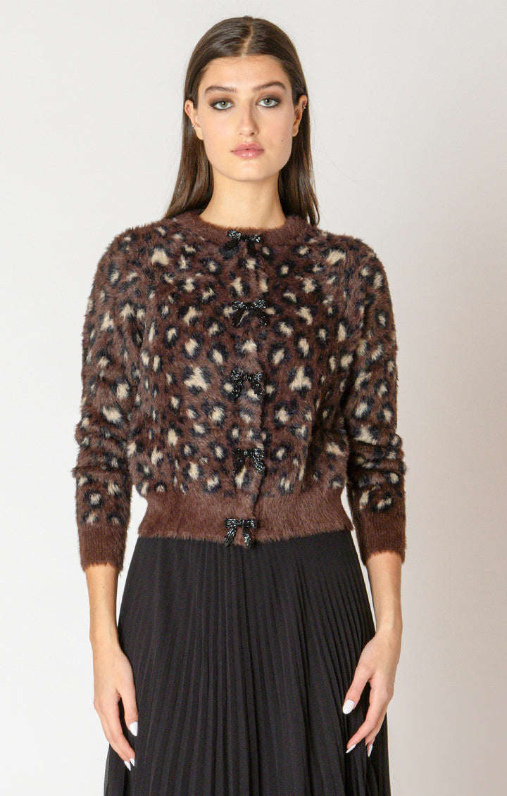 Leopard Print Eyelash Cardigan