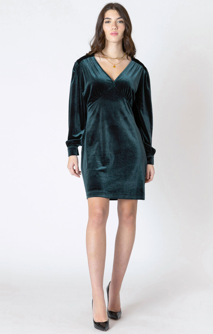 V-Neck Velvet Mini Dress