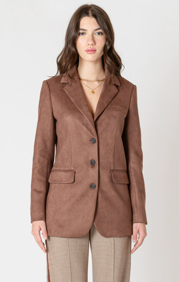 Brown Faux Suede Blazer