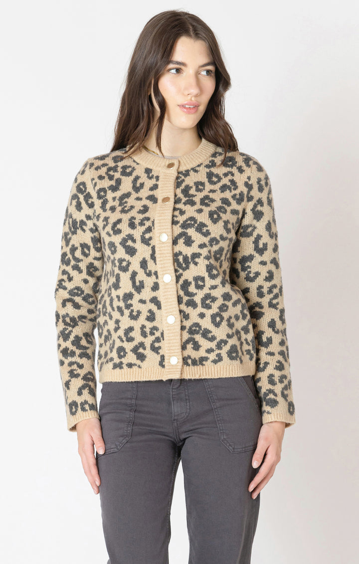 Leopard Print Crewneck Cardigan