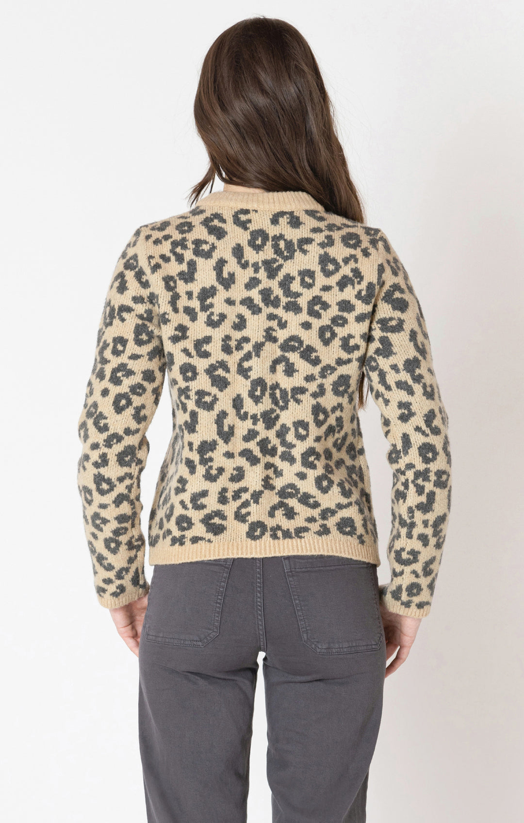 Leopard Print Crewneck Cardigan