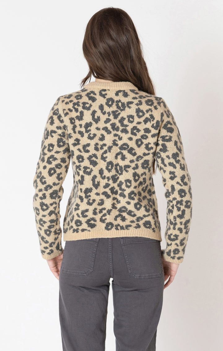 Leopard Print Crewneck Cardigan