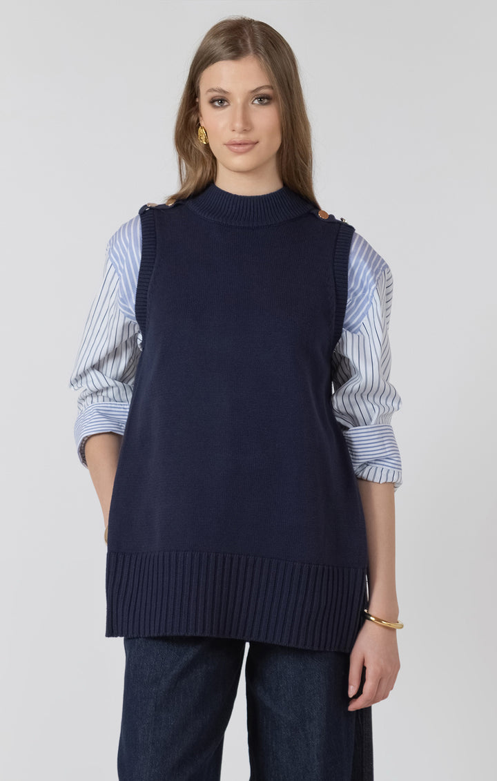 Navy Longline Sweater Vest