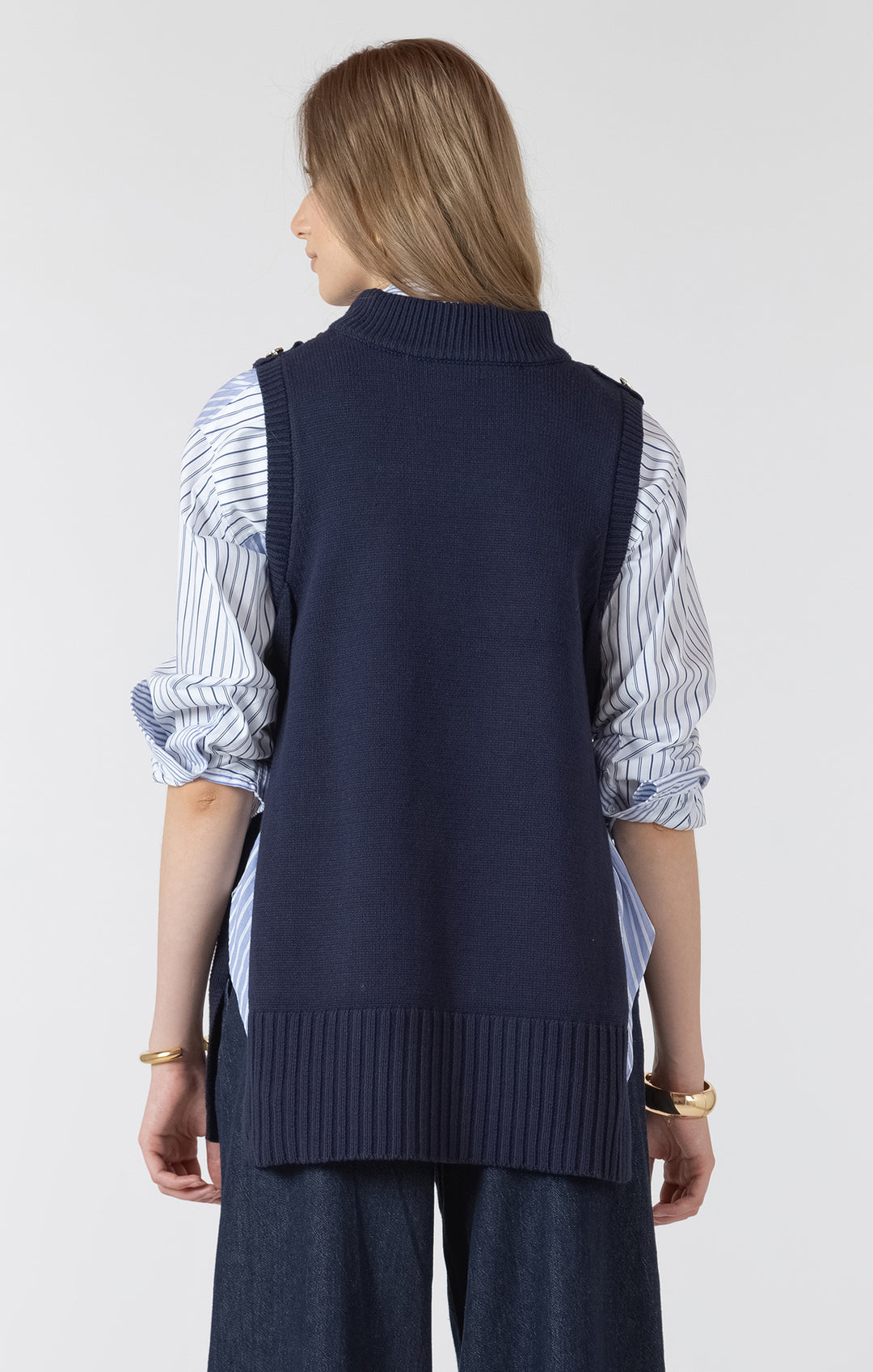 Navy Longline Sweater Vest