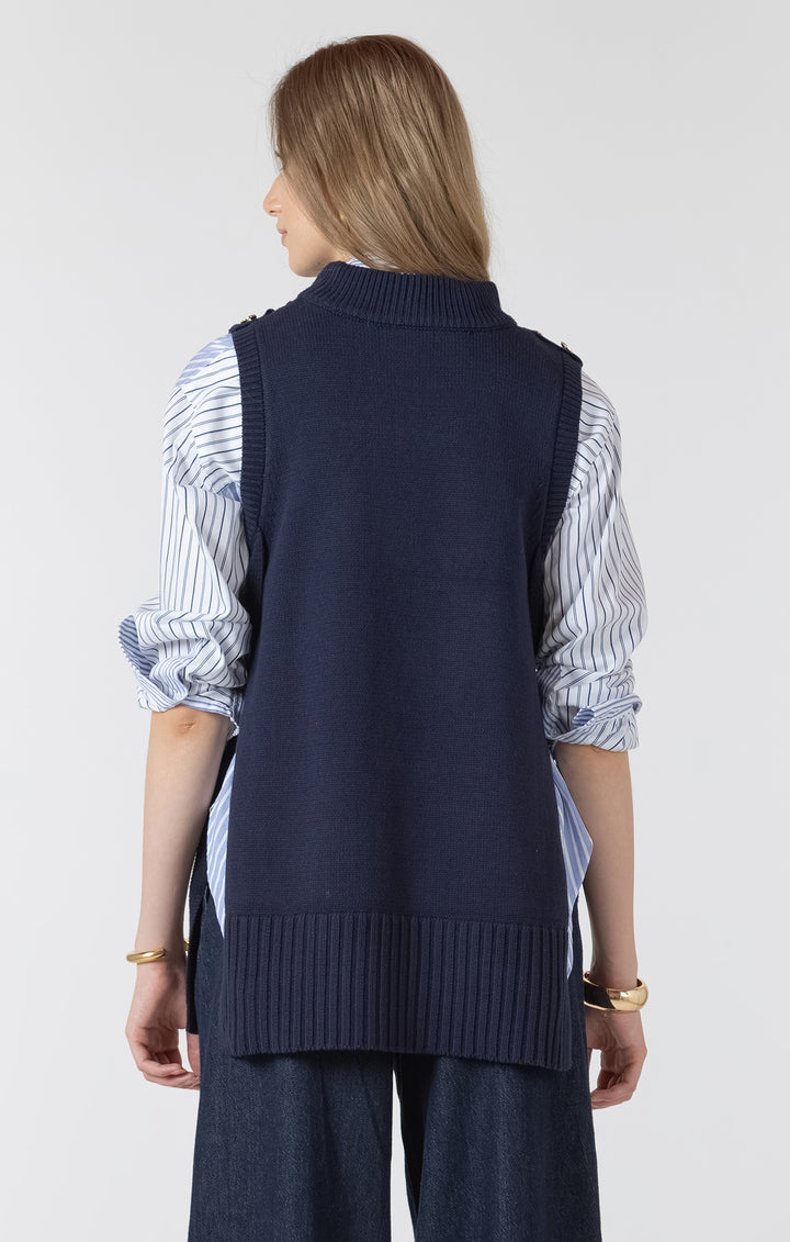 Navy Longline Sweater Vest