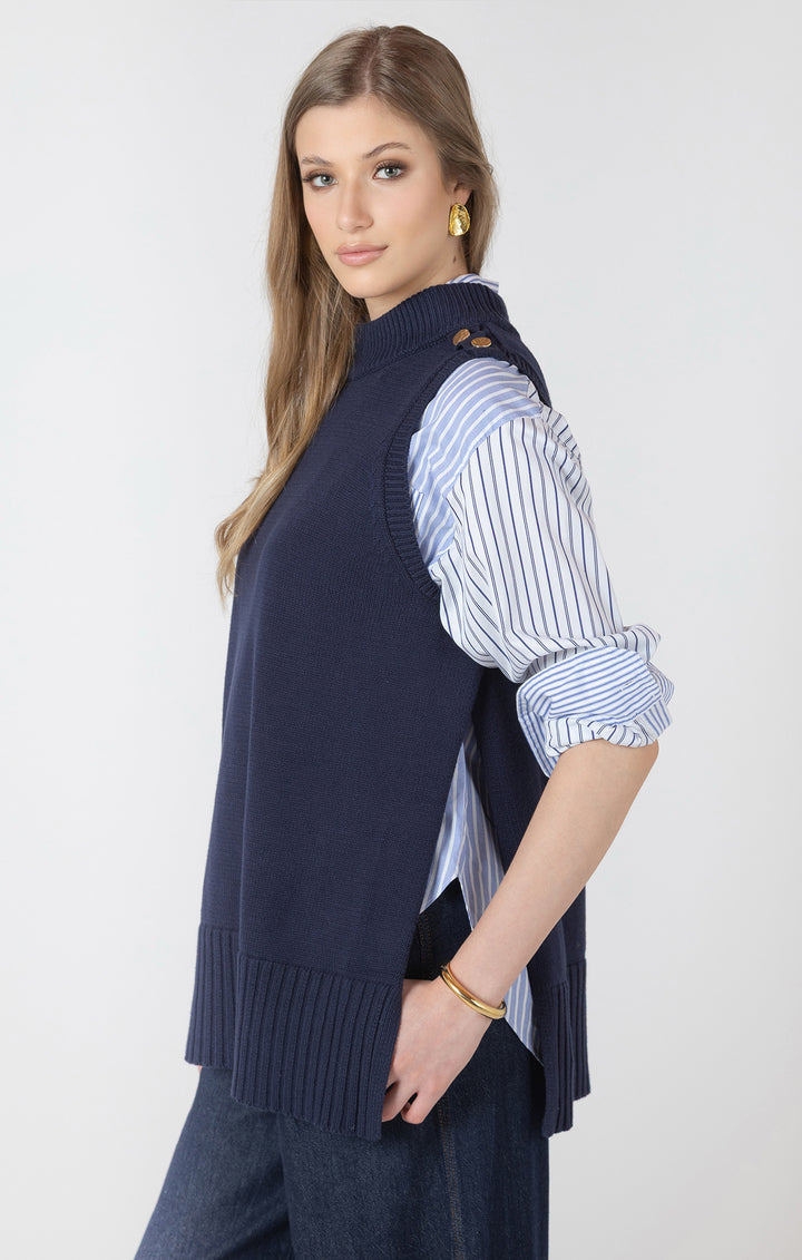 Navy Longline Sweater Vest