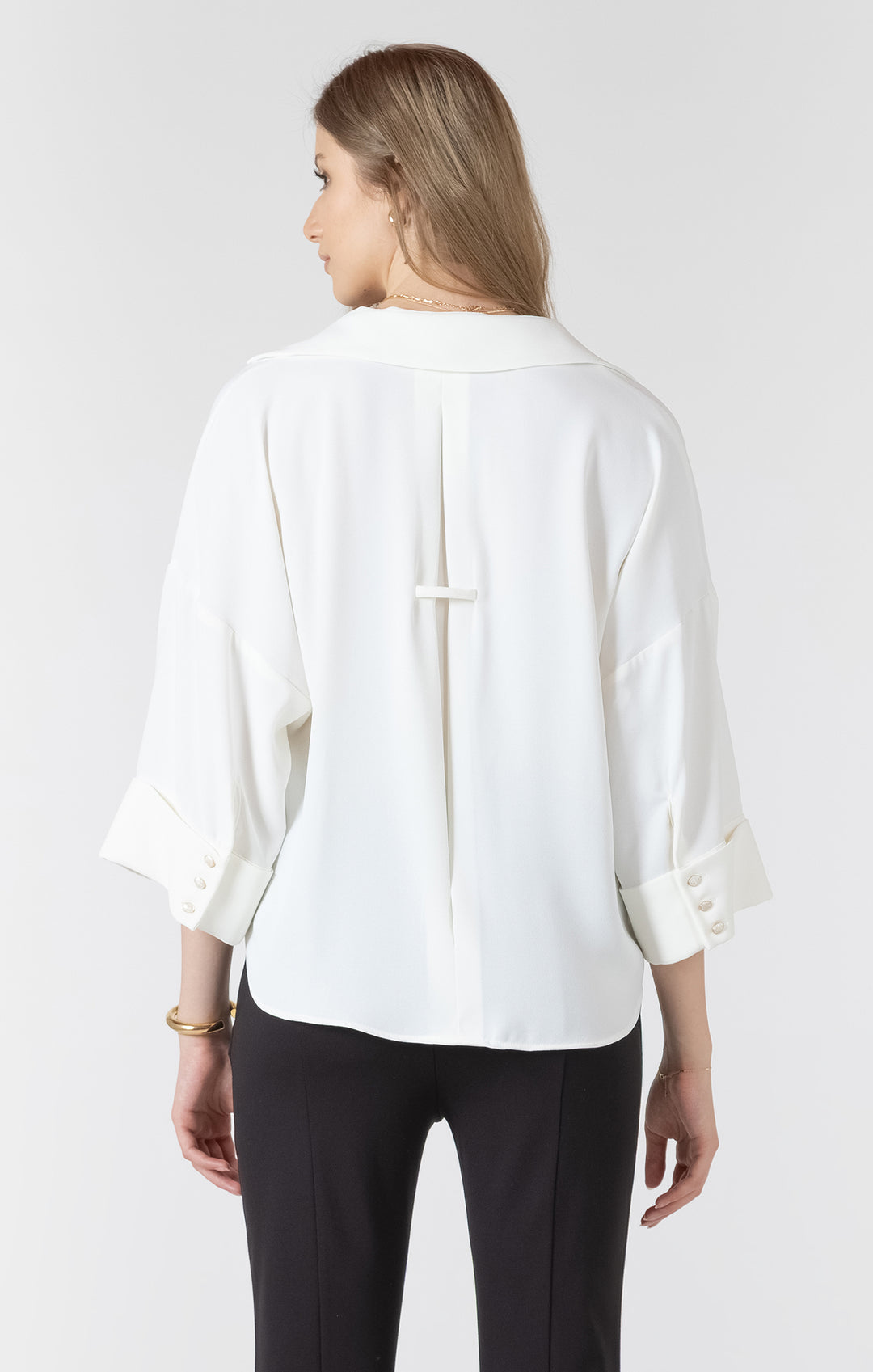 Cuffed Button Front Blouse
