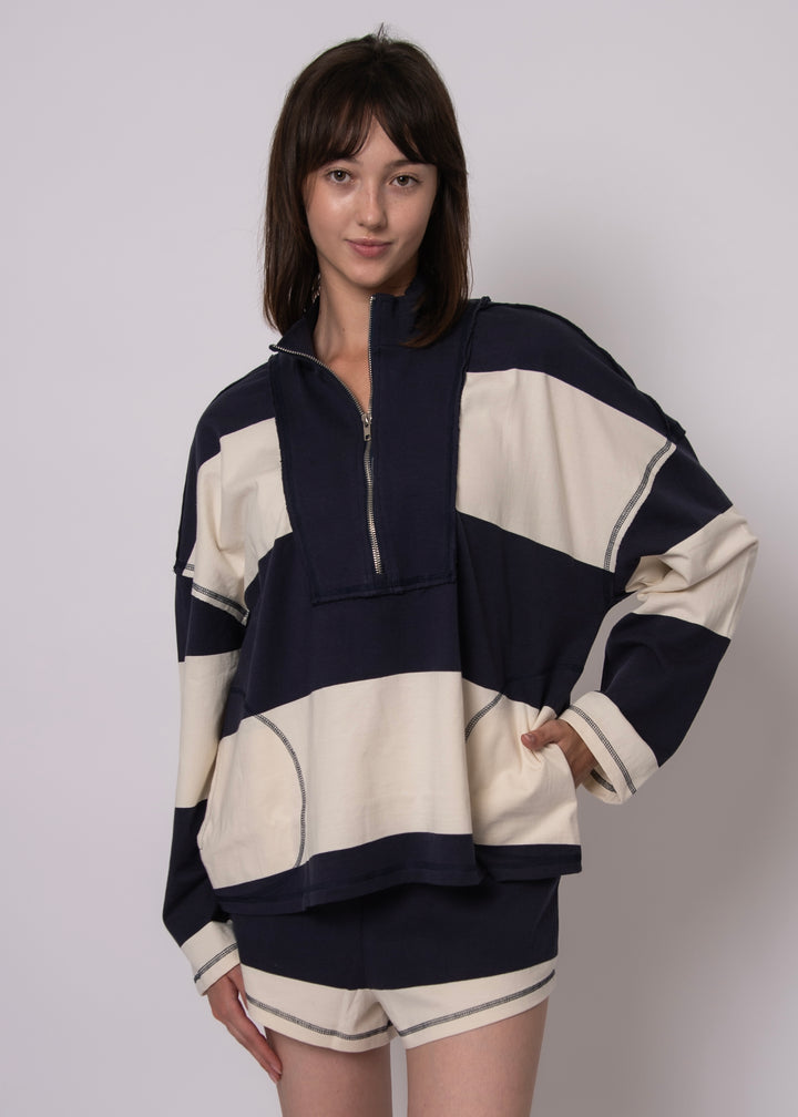Camille Striped Half Zip