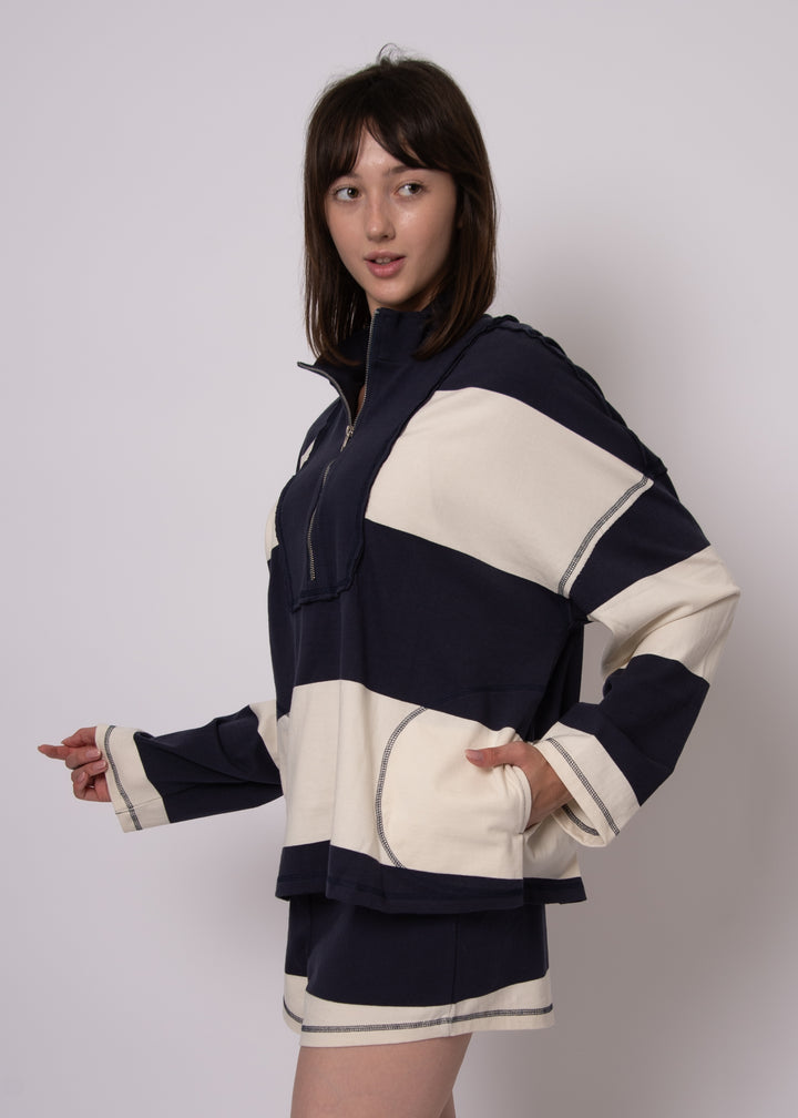 Camille Striped Half Zip