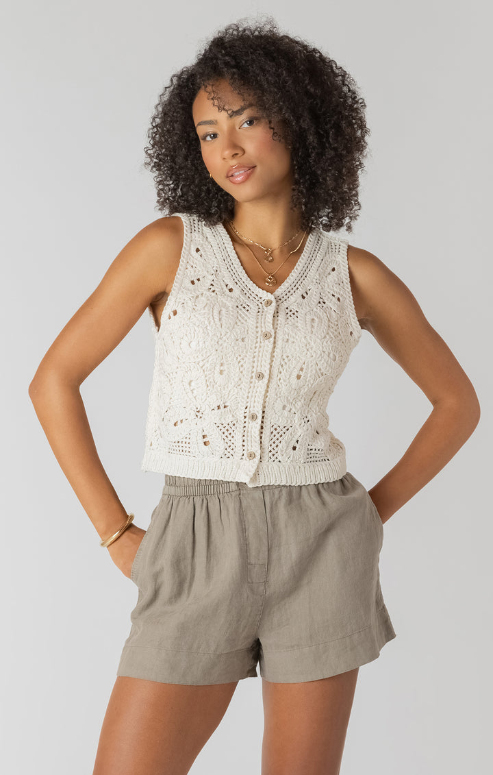 Crochet Buttoned Vest Tank
